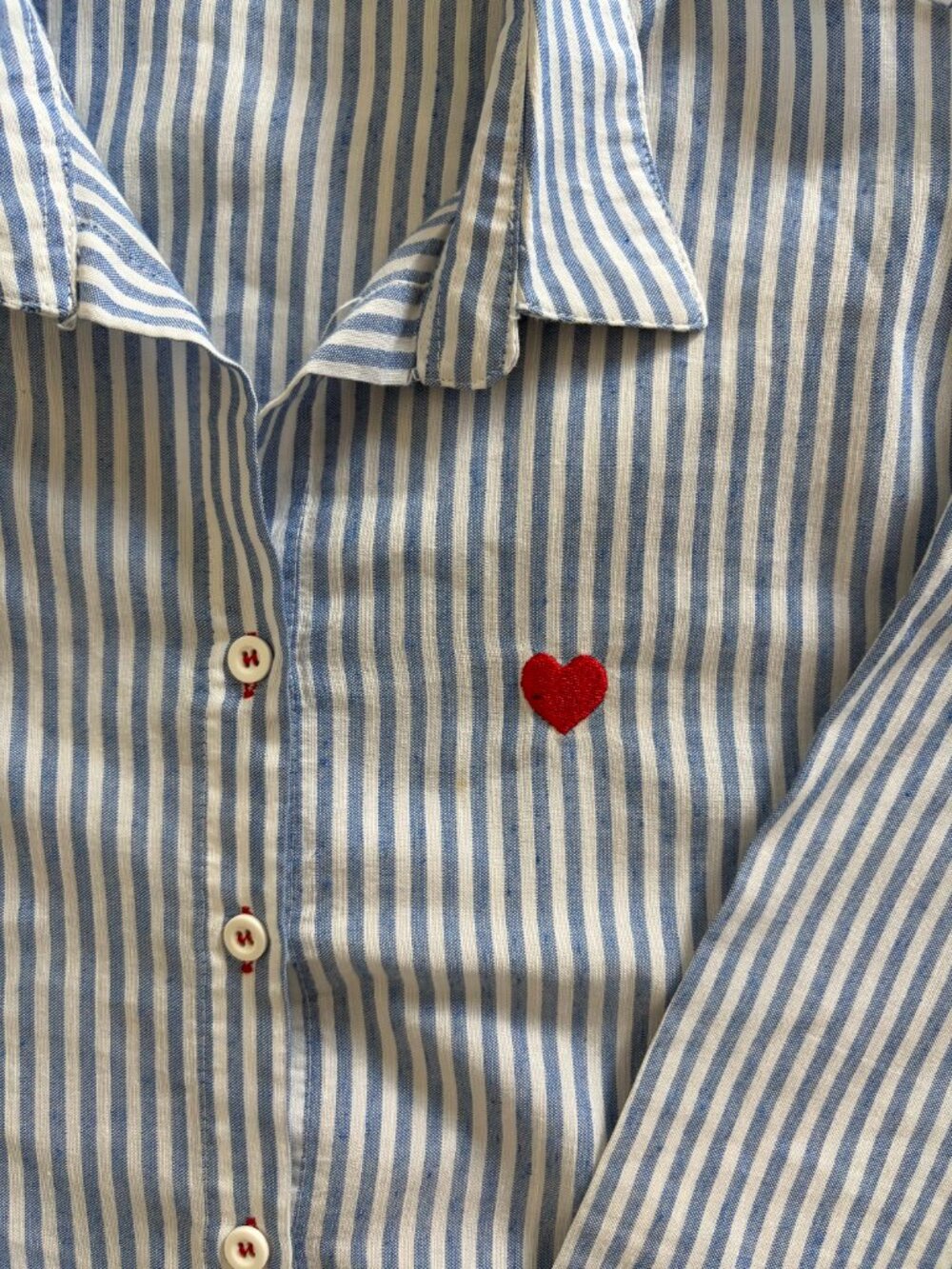NWOT Zara Blue Striped Button Down Shirt Size Medium - Picture 2 of 3